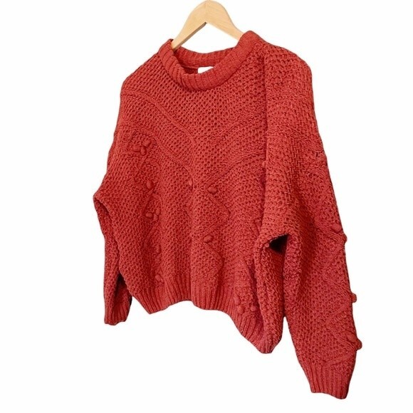 Pull & Bear Sweater Pumpkin Fall Chenille Popcorn Pullover Women’s Size Medium - Picture 4 of 7